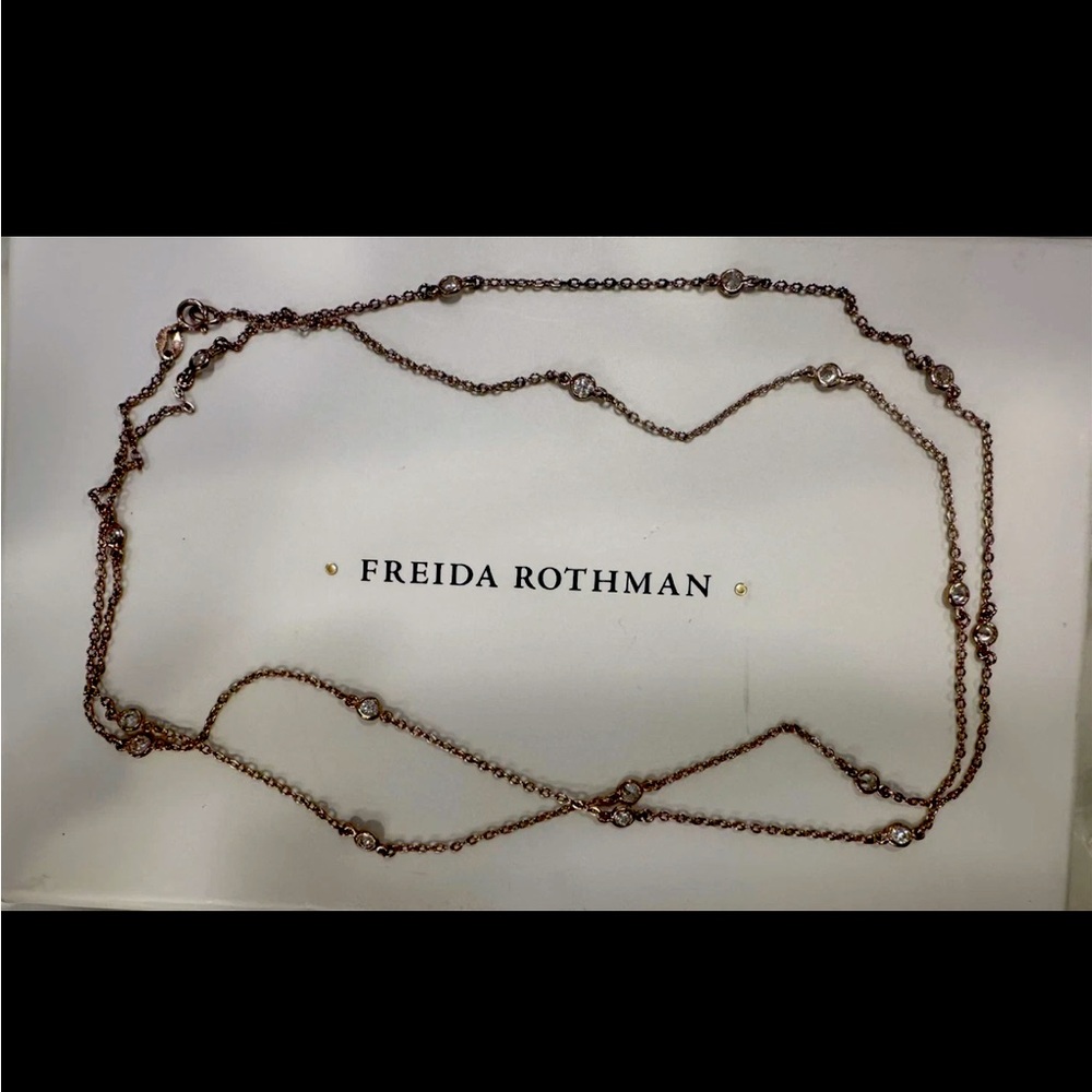 Freida Rothman 36” diamond by the yard rose gold necklace
